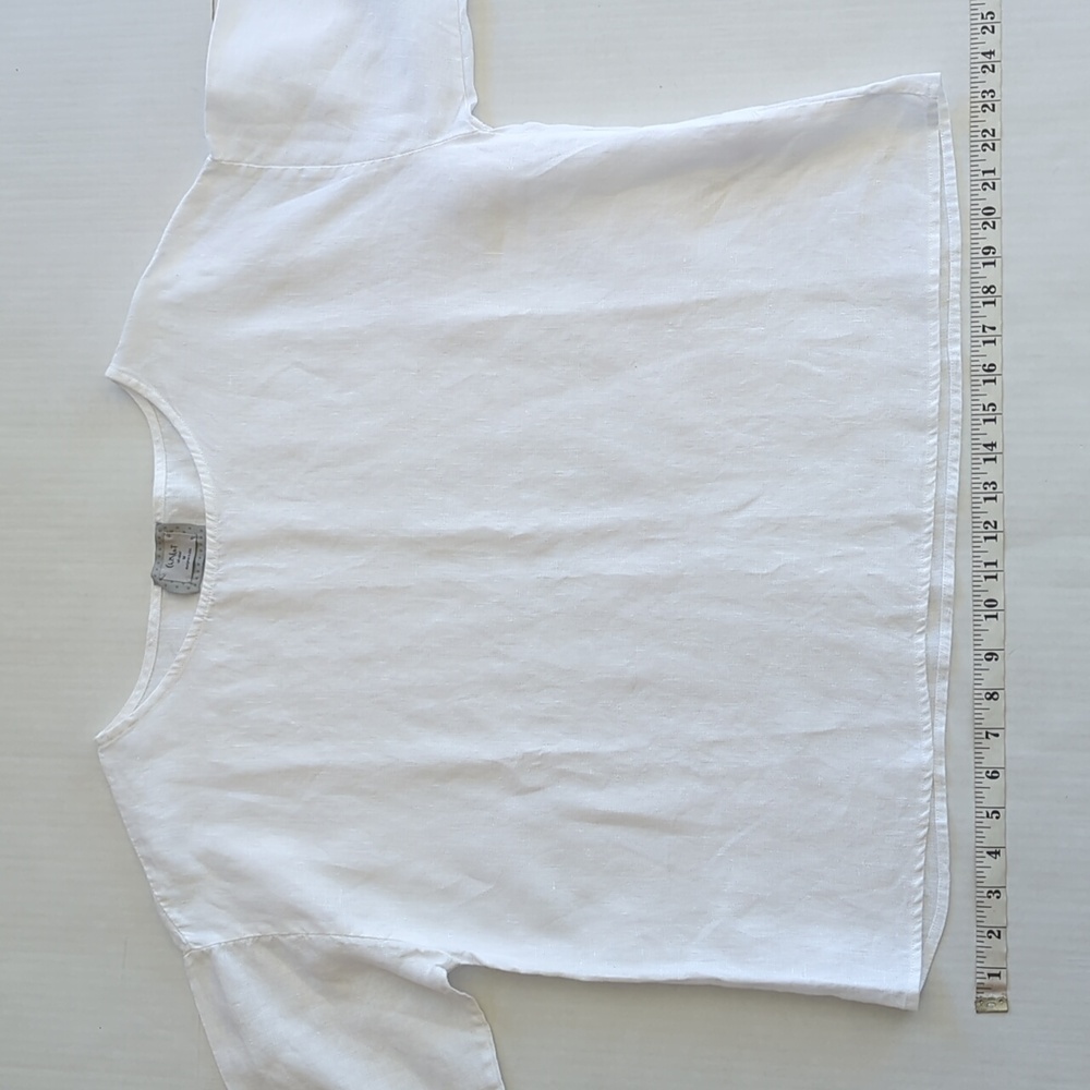 Chalet Linen Dropped Shoulder Pullover Blouse MEDIUM White - Picture 10 of 10